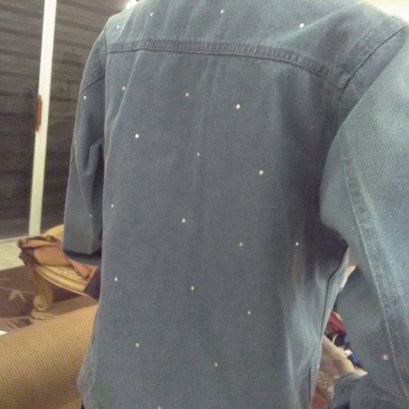 BNWT LADIES JEANS JACKET W/ DIAMOND RHINESTONES BY MILI DESIGNS SZ. SM NORDSTROM - Picture 6 of 7